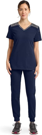 Dickies Dynamix V-Neck Top in Navy Blue