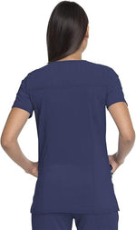 Dickies Advance Solid Tonal Twist V-Neck Top in Navy Blue
