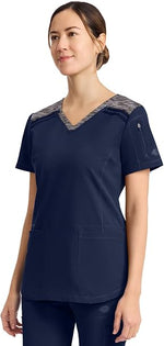Dickies Dynamix V-Neck Top in Navy Blue