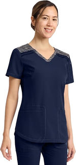 Dickies Dynamix V-Neck Top in Navy Blue