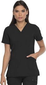 Dickies Advance Solid Tonal Twist V-Neck Top in Black