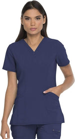 Dickies Advance Solid Tonal Twist V-Neck Top in Navy Blue