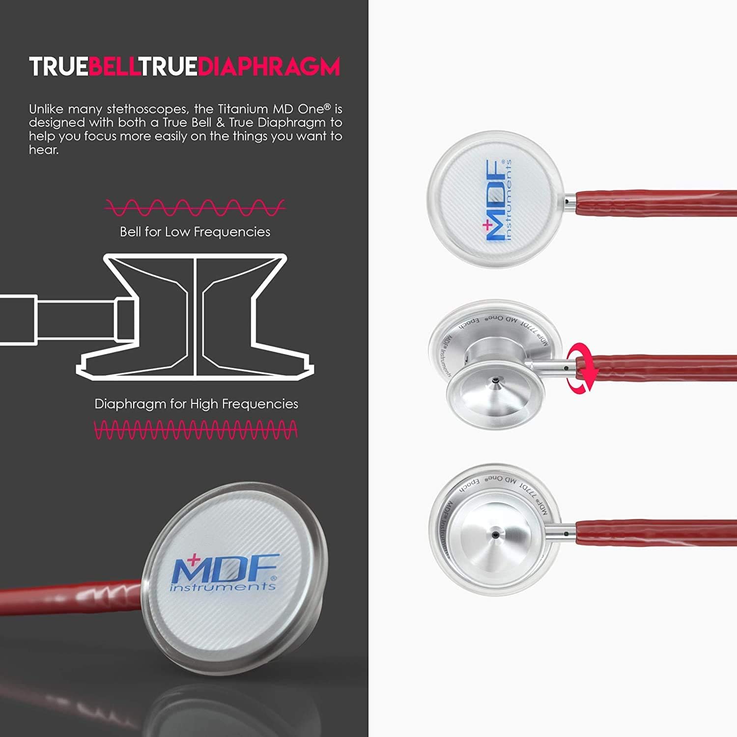 MDF® MD One® Epoch Lightweight Titanium Stethoscope - Burgundy