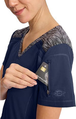 Dickies Dynamix V-Neck Top in Navy Blue