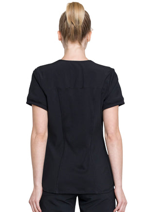 Infinity Zip Front V-Neck Top in Black