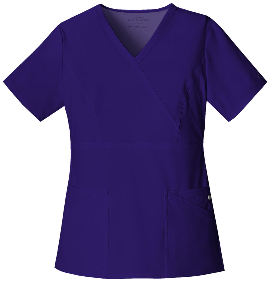 Cherokee Perfect Stretch Mock Wrap Top  in Grape CLEARANCE SALE!