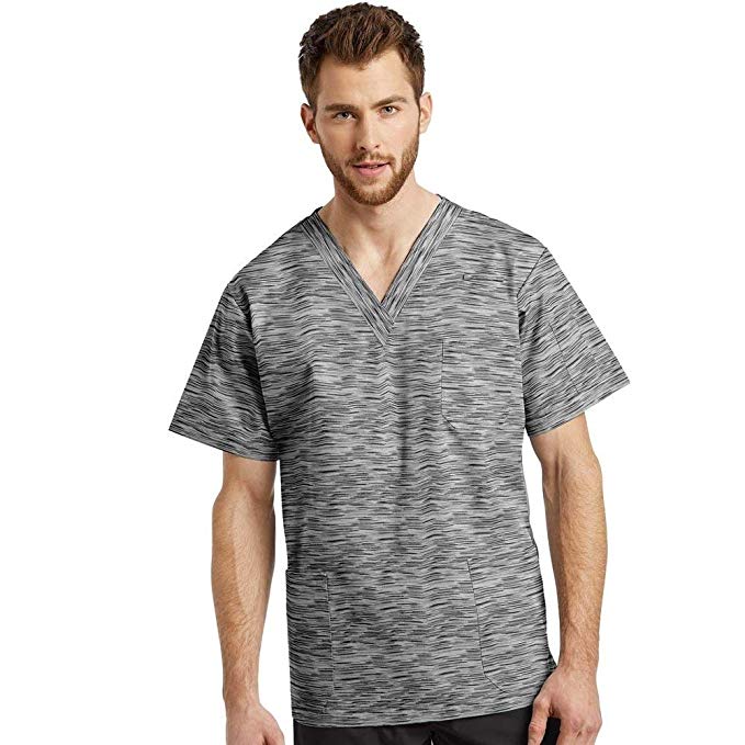 Fit by White Cross Men's V-Neck Abstract Print Scrub Top