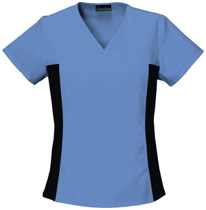 Cherokee Flexibles V-Neck Knit Panel Top