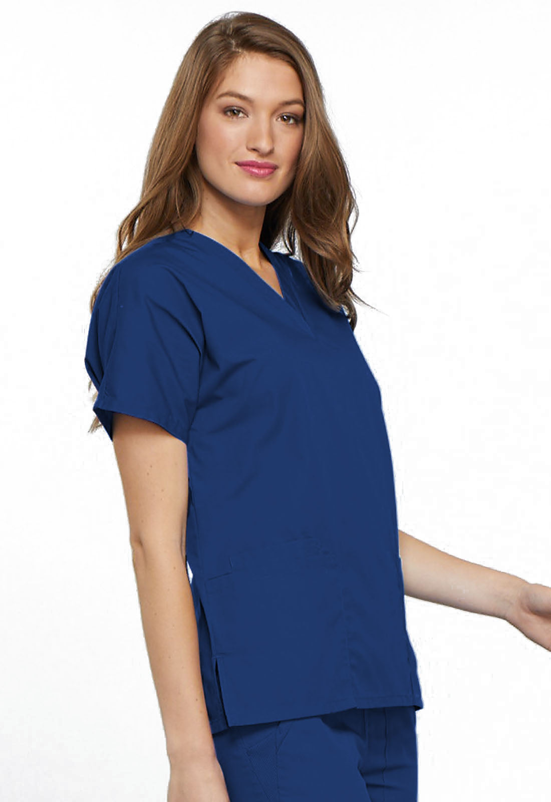 Cherokee Workwear V-Neck Top in Electric Blue