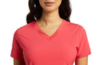 White Cross FIT Athletic Style V-Neck Top Flamingo