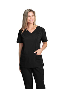 New! White Cross FIT V-Neck Solid Top Black