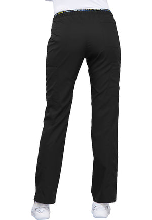 Cherokee Luxe Sport Mid Rise Straight Leg Pull-on Pant in Black SMALL