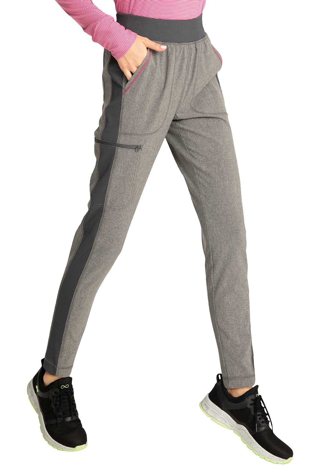 Infinity Mid Rise Skinny Leg Pull-on Pant in Heather Grey