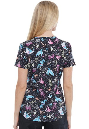 Cherokee V-Neck Print Top in in May I Kelp You?