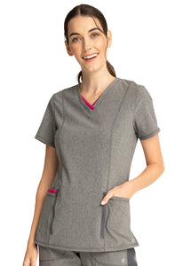 Infinity Shaped V-Neck Top in Heather Grey