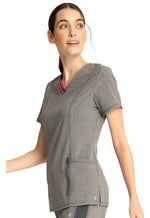 Infinity Shaped V-Neck Top in Heather Grey