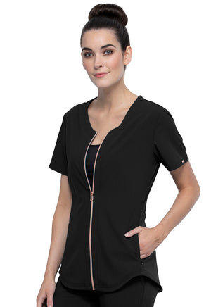 Cherokee Statement Zip Front Top in Black