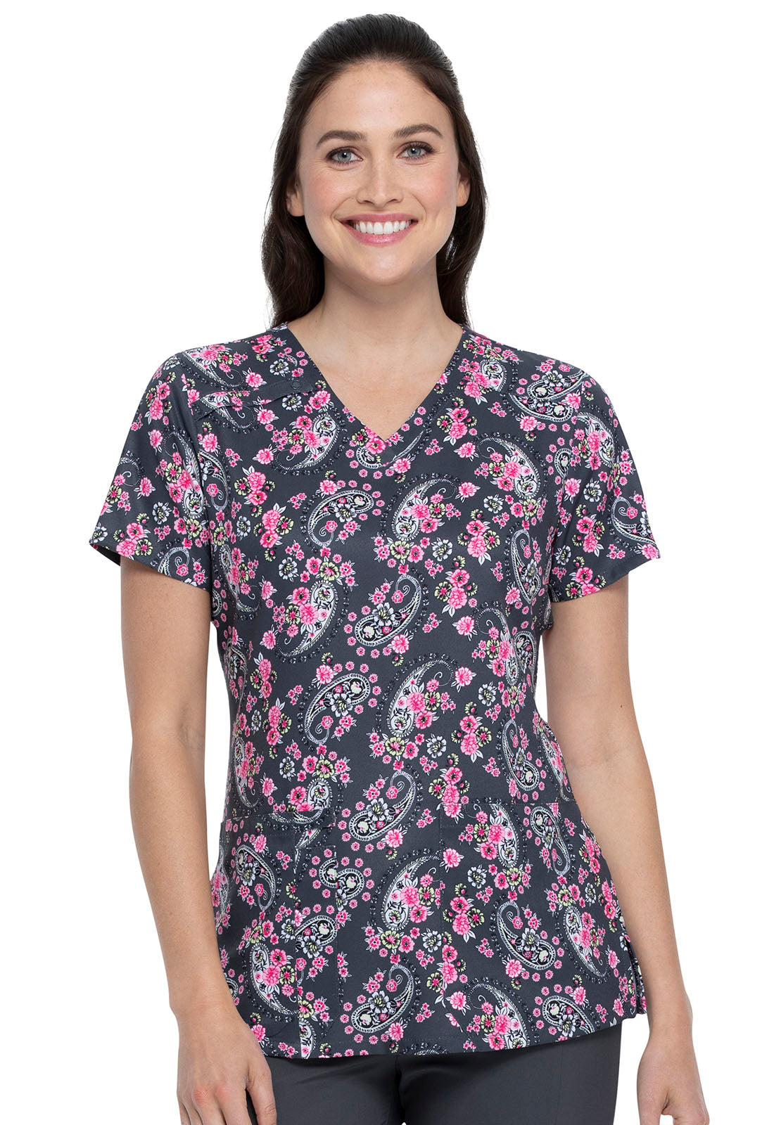 Dickies V-Neck Top in Crazy For Paisley