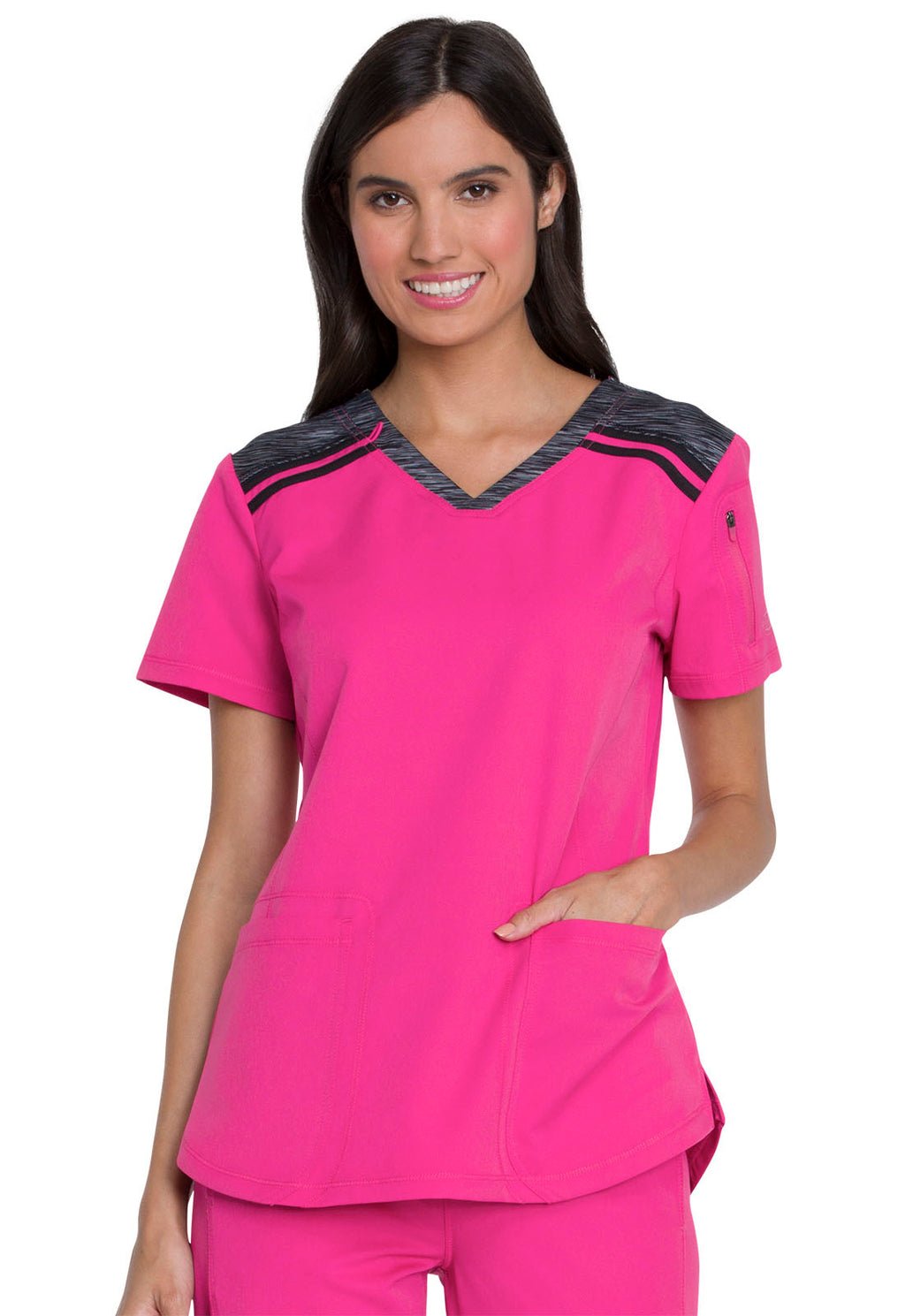 Dickies Dynamix V-Neck Top in Hot Pink
