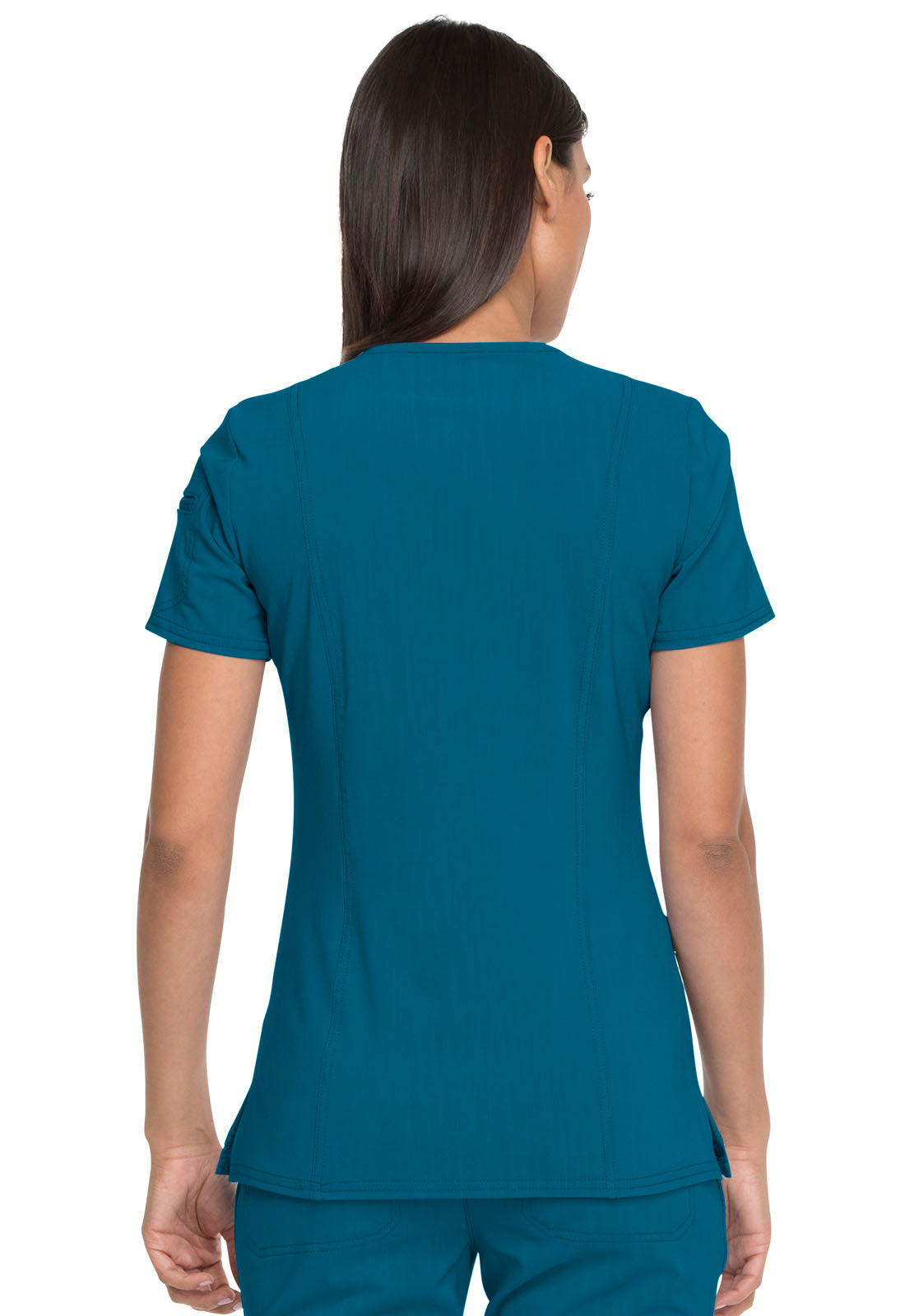 Dickies Advance Solid Tonal Twist V-Neck Top  in Caribbean Blue