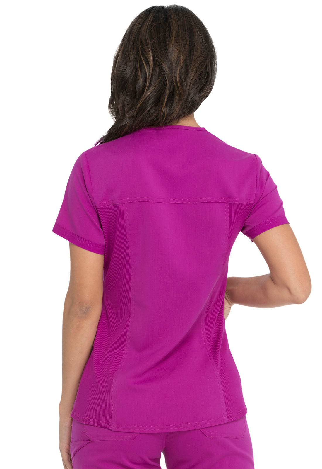 Dickies Balance V-Neck Top With Rib Knit Panels  in Violet Charm