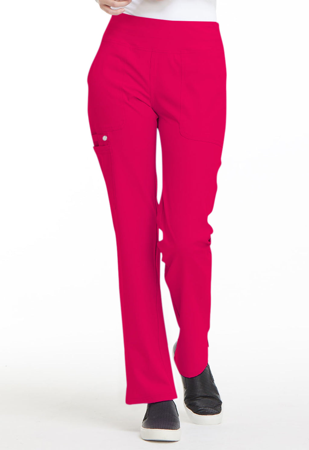 Elle Simply Polished Mid Rise Straight Leg Pull-on Pant in Rouge