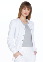Elle Simply Polished Snap Front Warm-up Jacket in White WOW!