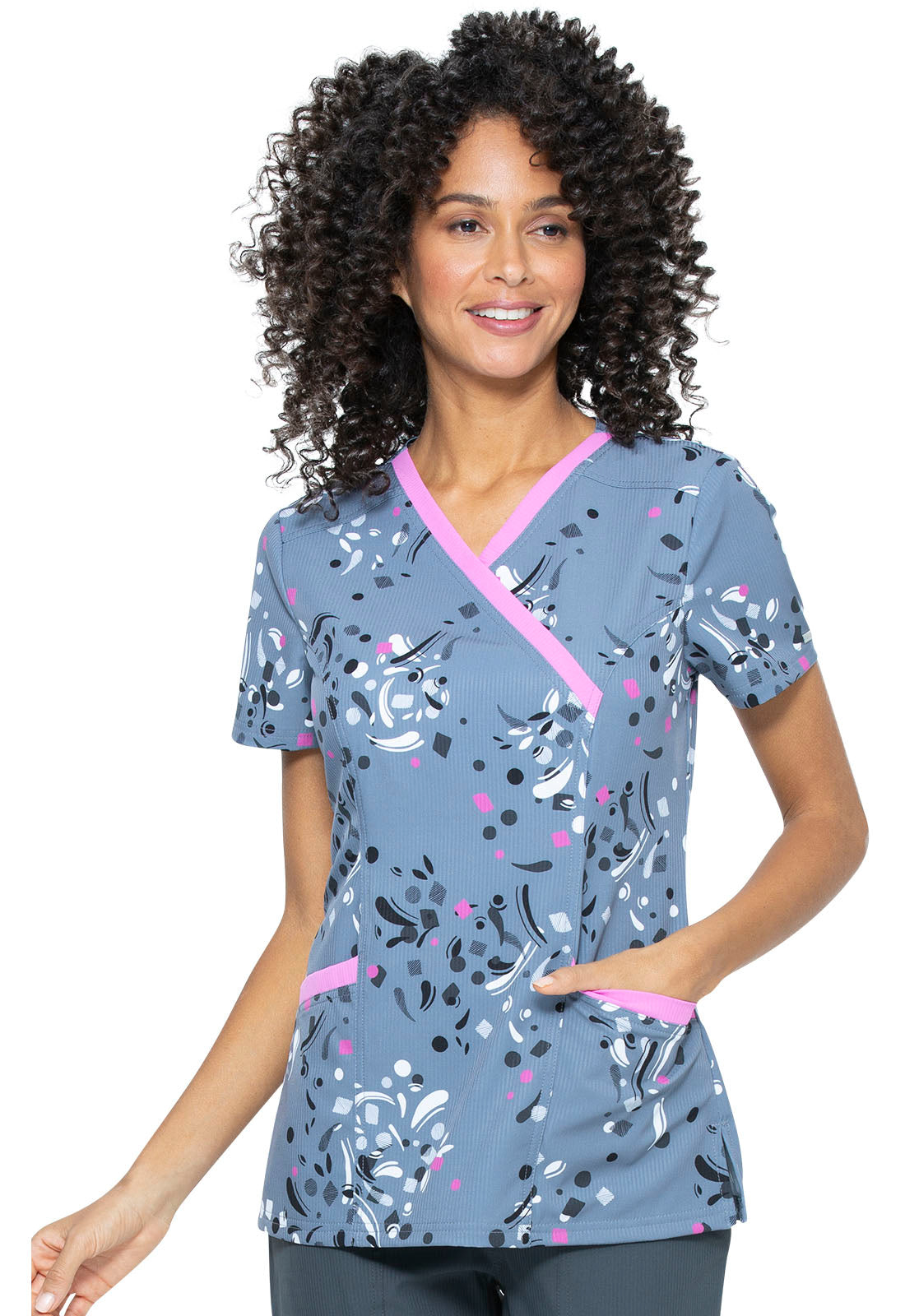 Elle Mock Wrap Top in Dancing Dots
