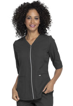 Elle Simply Polished Zip Up Top in Pewter