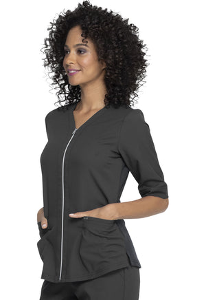 Elle Simply Polished Zip Up Top in Pewter
