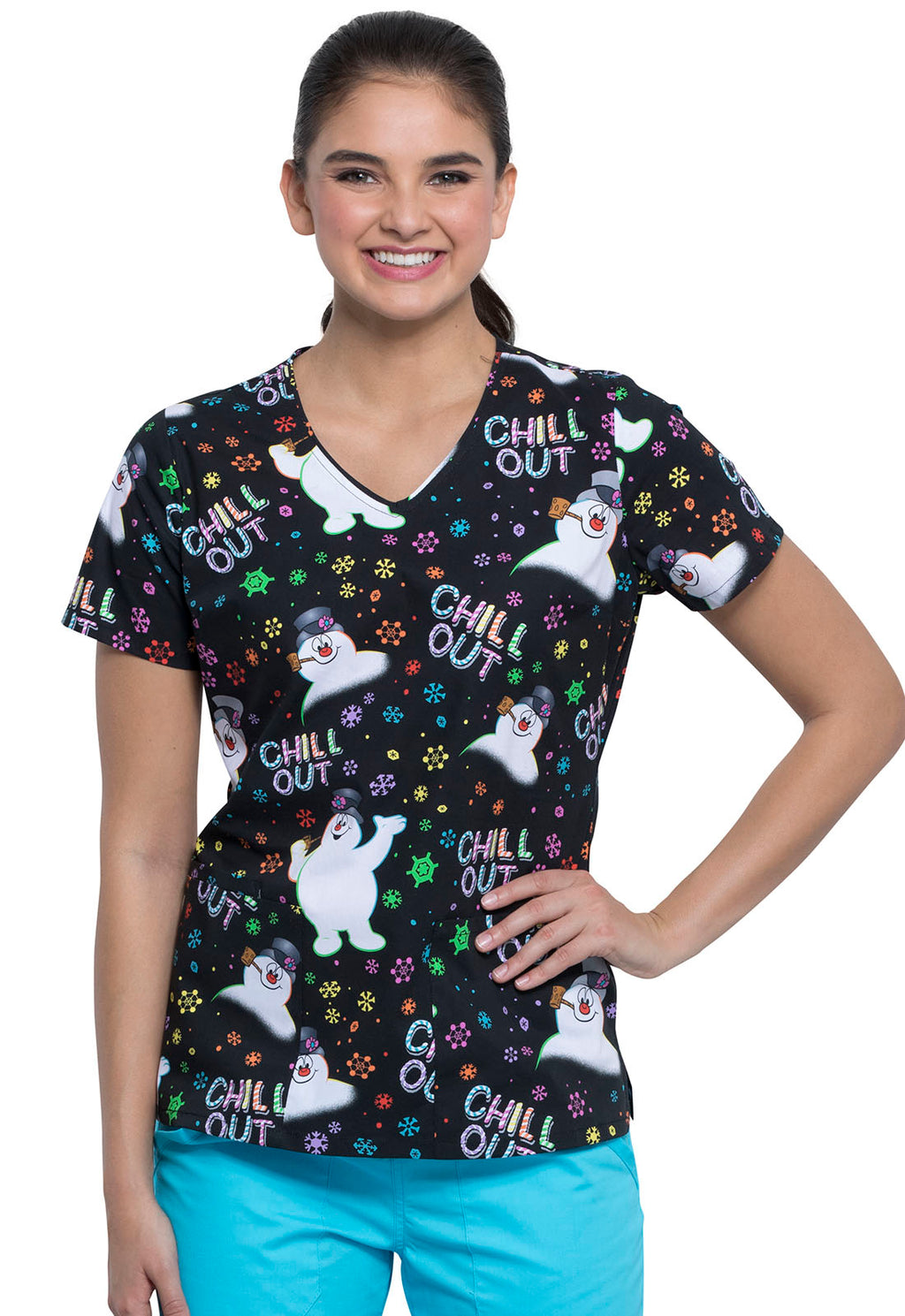 Frosty the Snowman V-Neck Top  in Chill Out