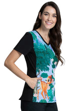 Bambi V-Neck Print Top in Forest Frolic