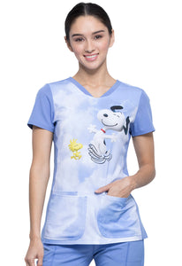 Snoopy Shaped V-Neck Top in Kiss The Sky