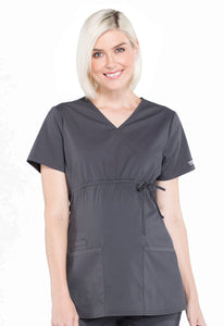 Cherokee Professionals Mock Wrap Maternity Top  in Pewter