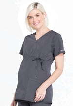 Cherokee Professionals Mock Wrap Maternity Top  in Pewter